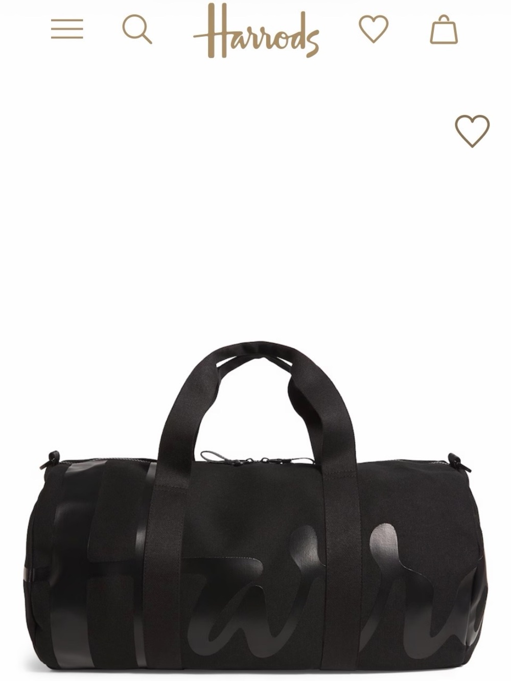 Harrods Black Logo-Print Duffel Bag